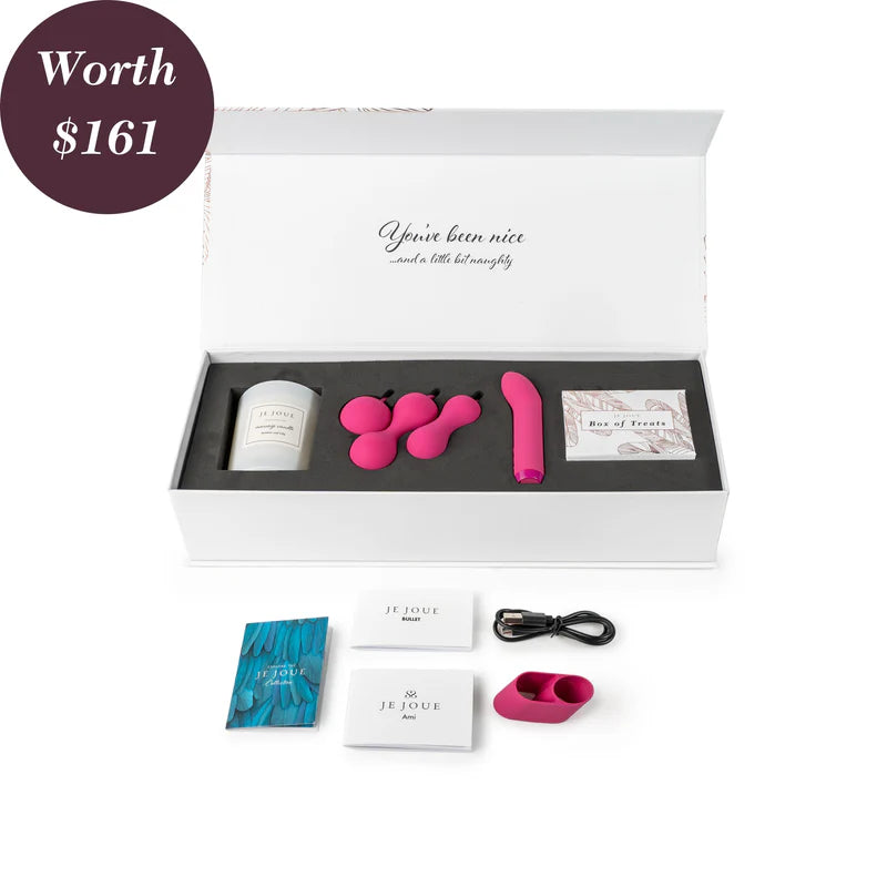 Presentbox för par Gbox – vibrator, knipkulor och massage set (Rosa/Guld)