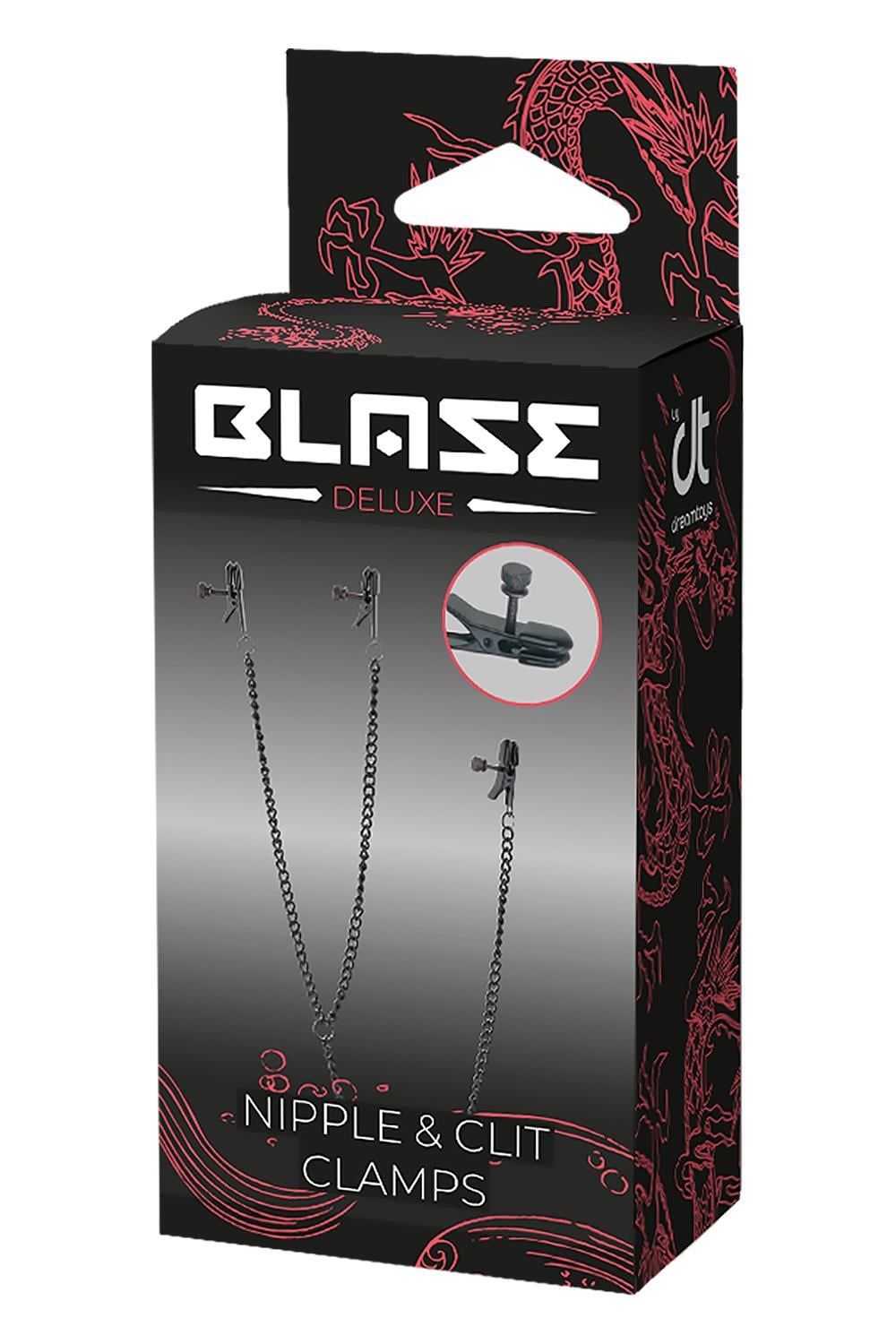 Dreamtoys Blaze Deluxe Nipple & Clit Clamps svart BDSM-tillbehör