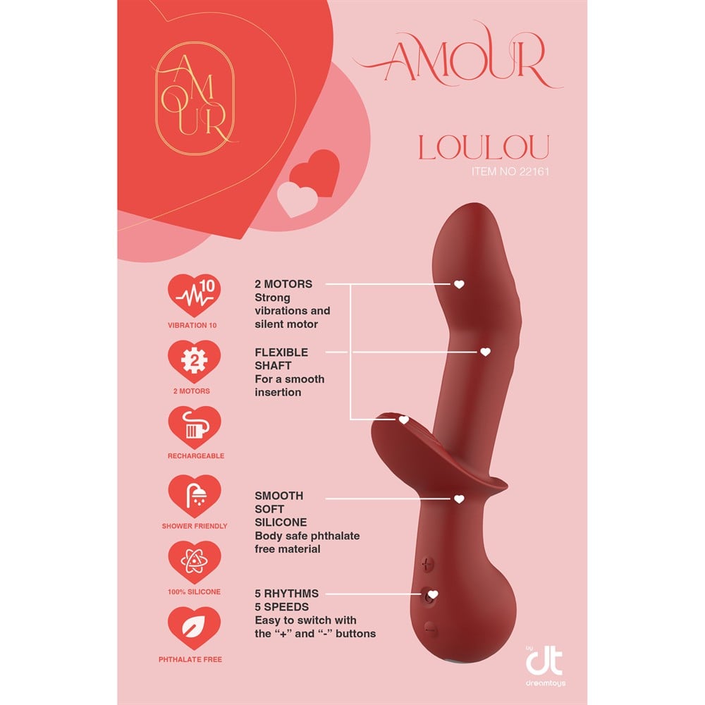Dreamtoys Amour Flexible G-Spot Duo Vibe Loulou röd G-punktsvibrator