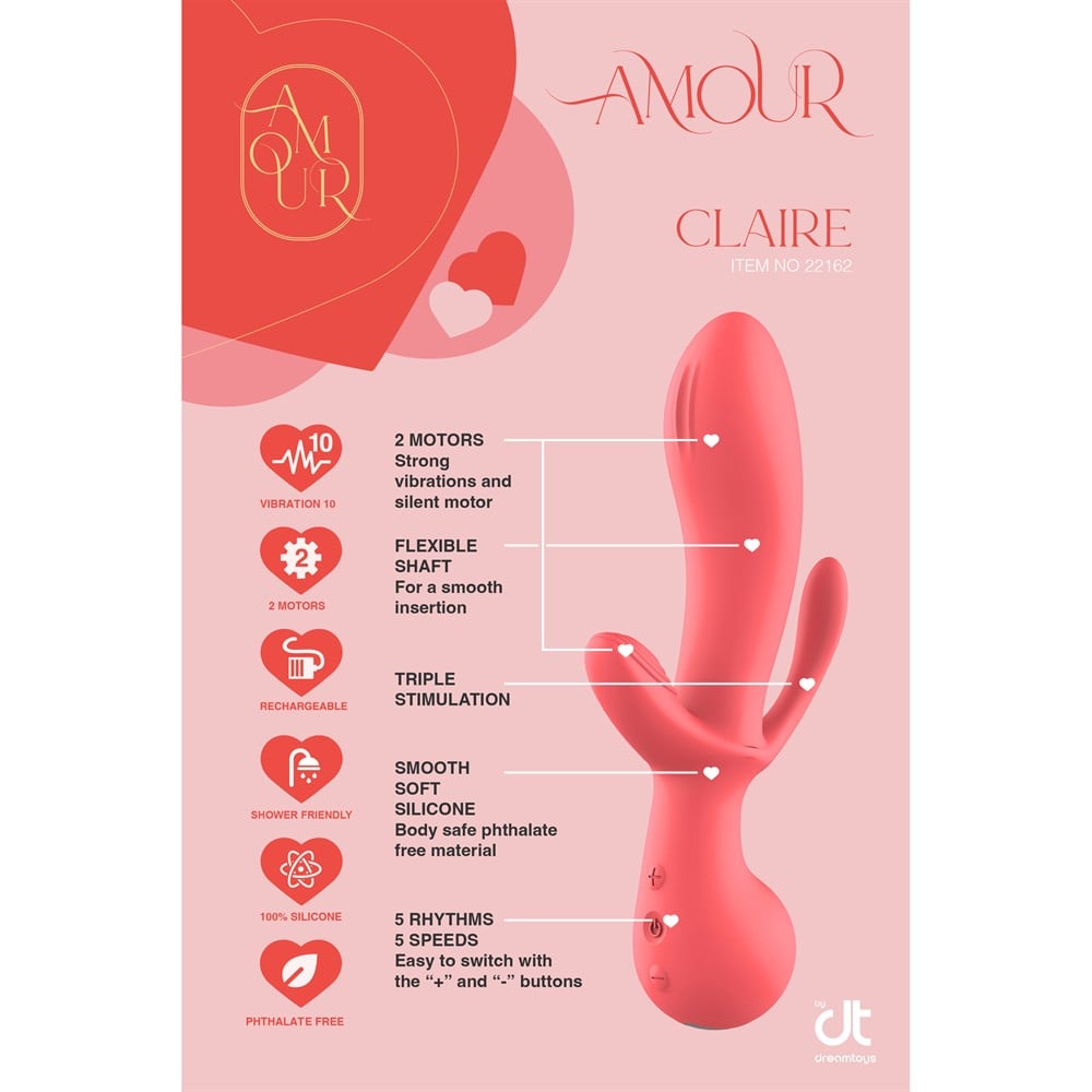 Dreamtoys Amour Triple Pleasure Vibe Claire rosa vibrator