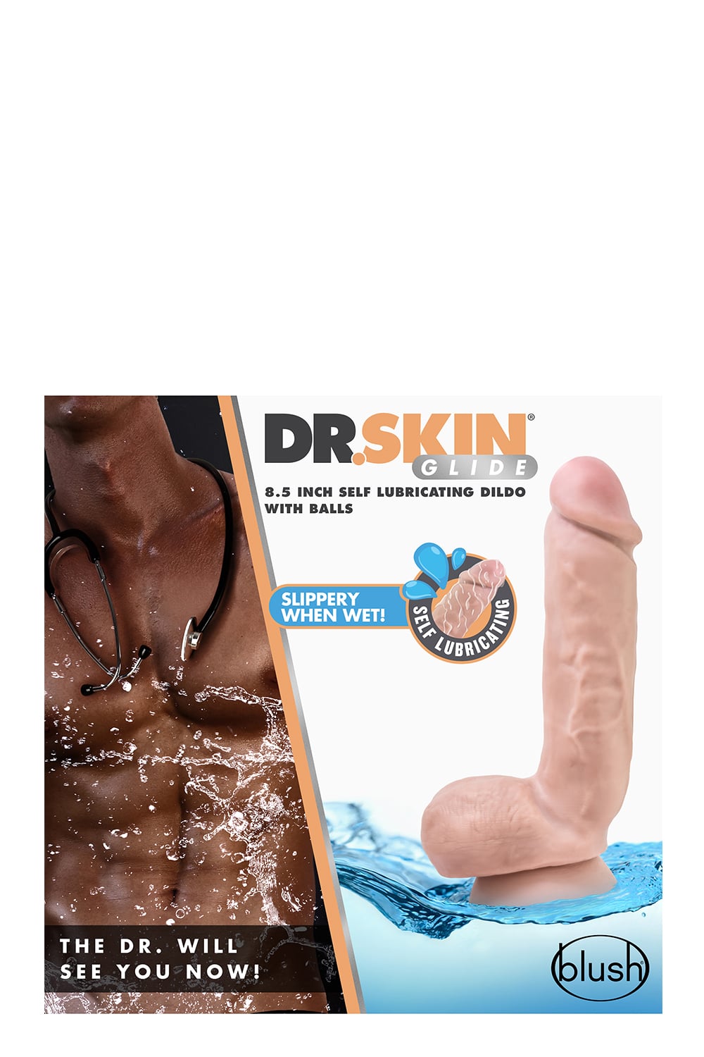 Dr. Skin 8.5 Inch Self Lubricating Dildo glidmedel