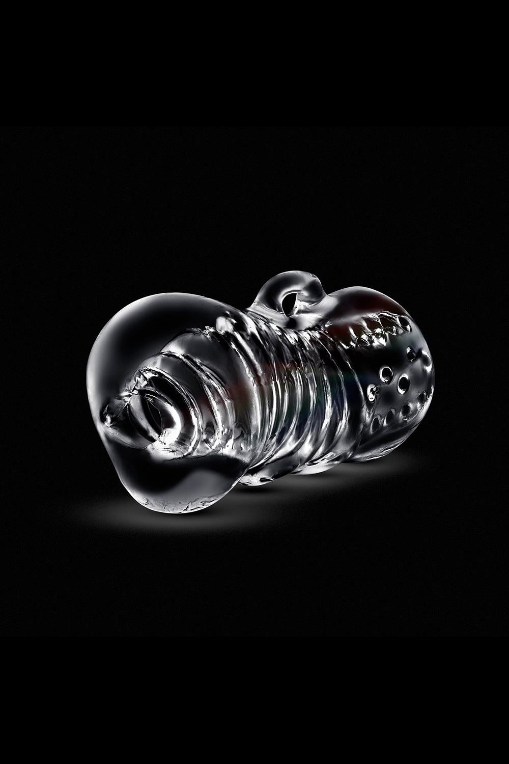 Transparent masturbator med grepphandtag