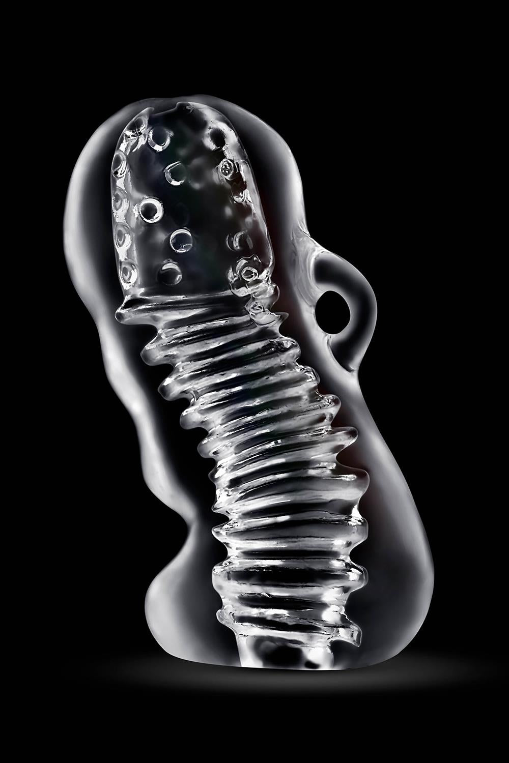 Transparent masturbator med grepphandtag