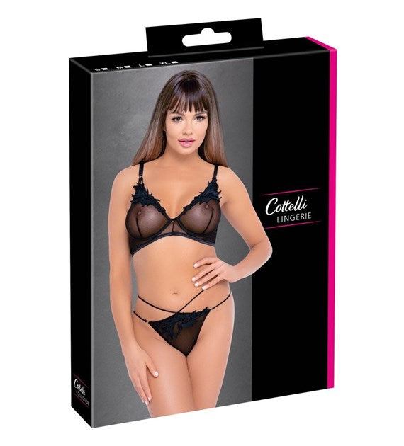 Cottelli LINGERIE Set – BH och Rio-trosa med exklusiv brodyr