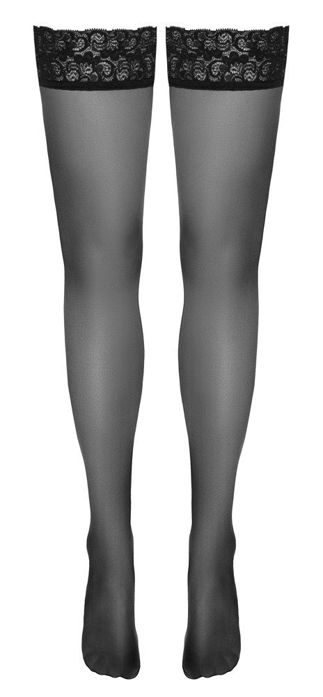 svarta stay up strumpor med spets cottelli legwear