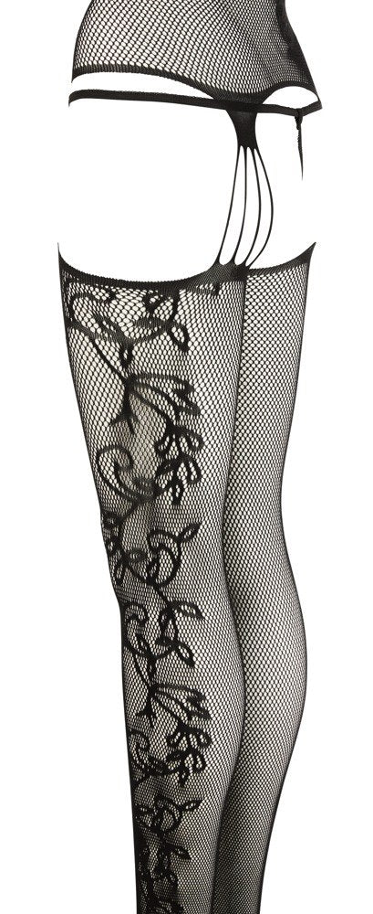 erotisk basque i svart natmaterial med strumpeband string