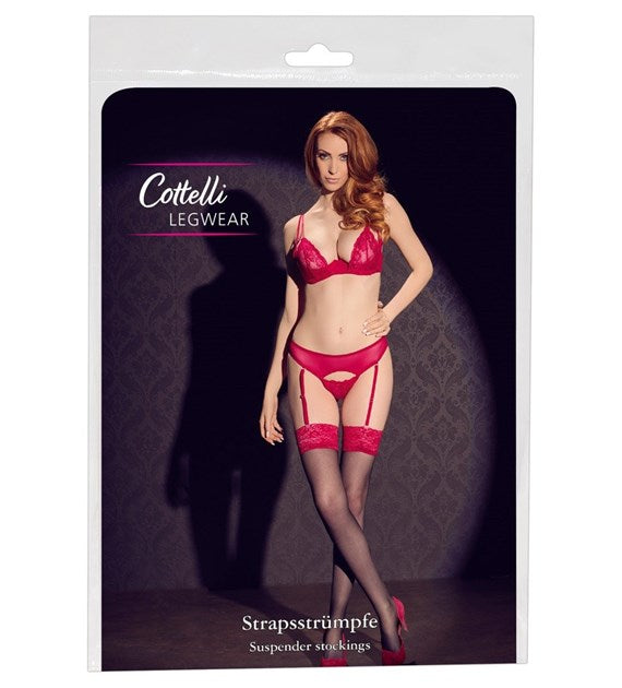 Sensuella strumpor med rött spetsband – Cottelli