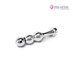 Mystim Bold Boris bipolär E-Stim-dildo i aluminium med kulformad design