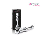 Mystim Bold Boris bipolär E-Stim-dildo i aluminium med kulformad design