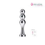 Mystim Bold Boris bipolär E-Stim-dildo i aluminium med kulformad design