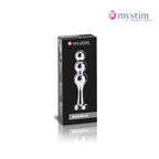 Mystim Bold Boris bipolär E-Stim-dildo i aluminium med kulformad design