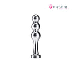 Mystim Bold Boris bipolär E-Stim-dildo i aluminium med kulformad design
