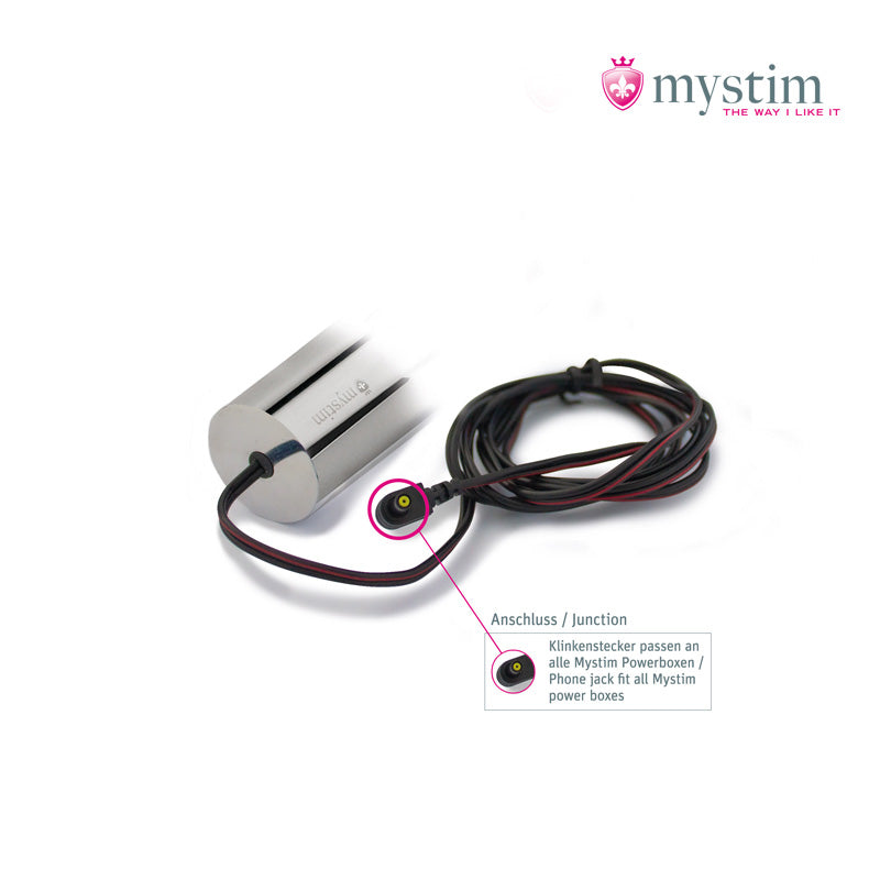 Mystim Bal(l)zac bipolär E-Stim-dildo i aluminium 25 cm