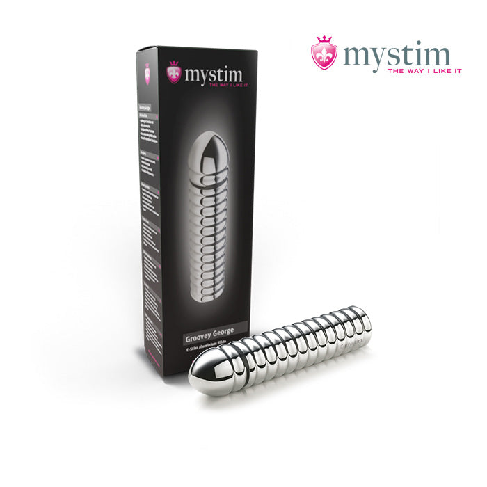 Mystim Groovey George bipolär E-Stim-dildo i aluminium 20 cm
