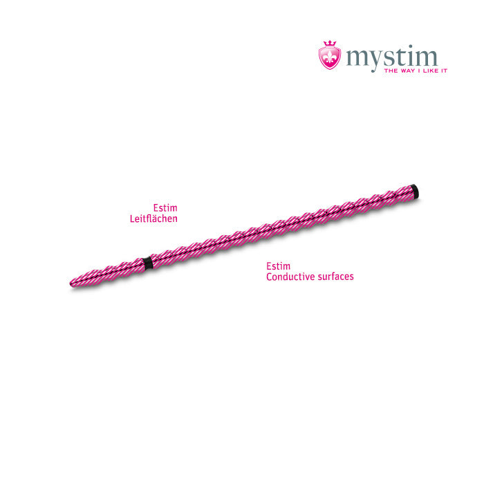Mystim Tickleberry Finn bipolär E-Stim-dilator i medicinsk aluminium