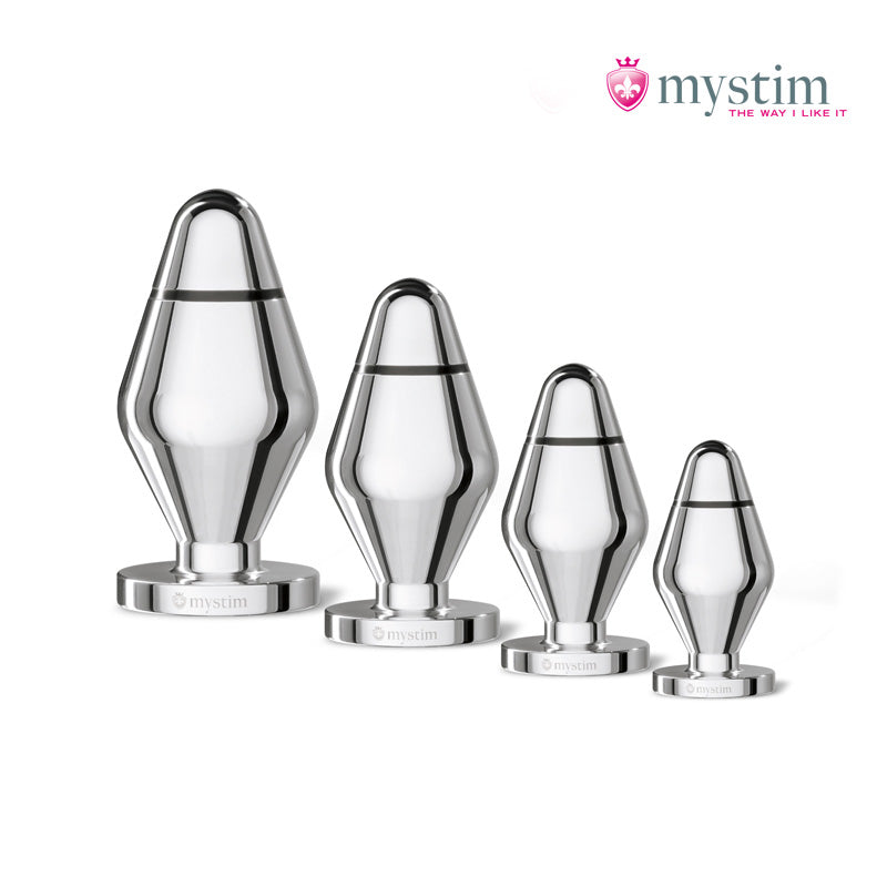 Mystim Little John E-Stim-buttplugg i handpolerad aluminium