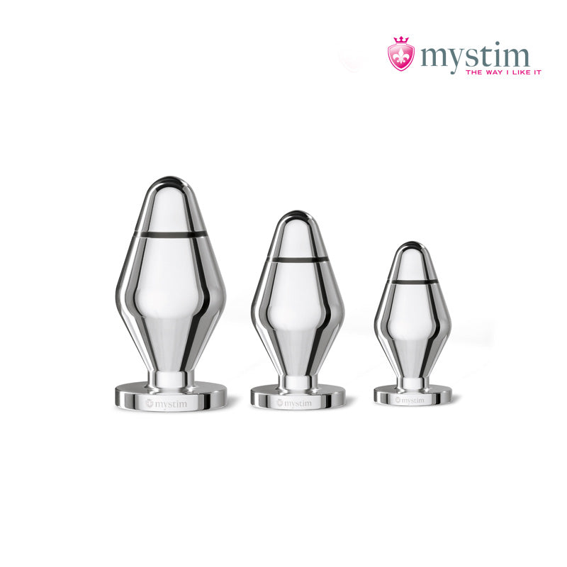 Mystim Little John E-Stim-buttplugg i handpolerad aluminium