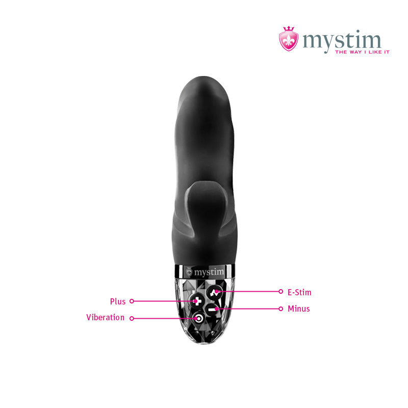Mystim Hop Hop Bob Black E-Stim-kaninvibrator med dubbel stimulering
