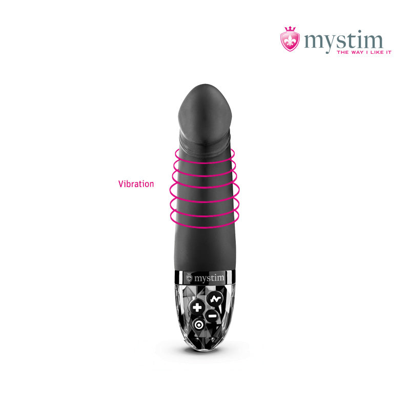 Mystim Real Deal Neal Black E-Stim-vibrator med vibration och bäckenbottenträning