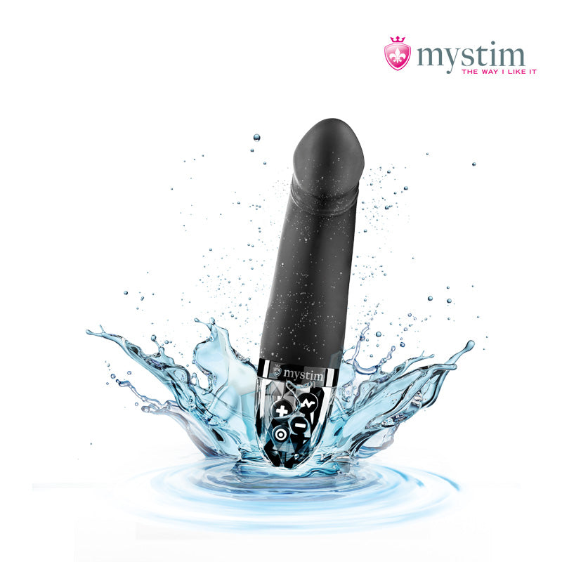 Mystim Real Deal Neal Black E-Stim-vibrator med vibration och bäckenbottenträning