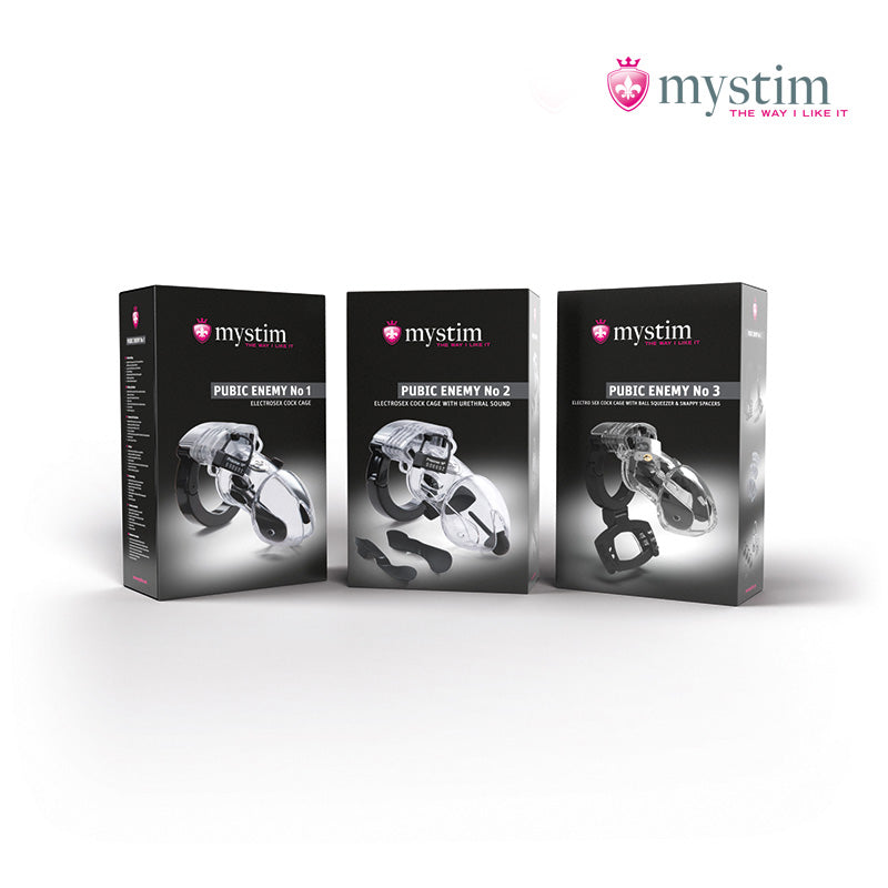 Mystim Pubic Enemy No. 2 E-Stim-kyskhetsbur med justerbar passform