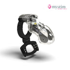 Mystim Pubic Enemy No. 3 E-Stim-kyskhetsbur med justerbar passform