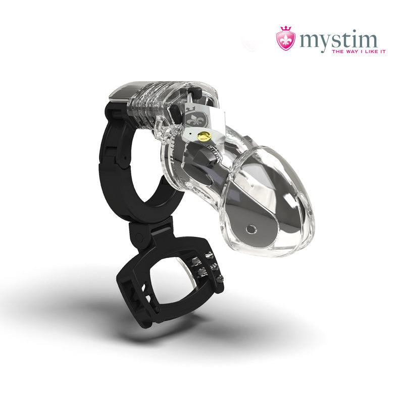 Mystim Pubic Enemy No. 3 E-Stim-kyskhetsbur med justerbar passform