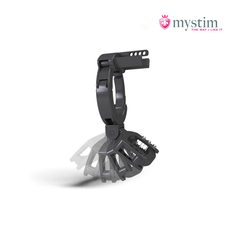Mystim Pubic Enemy No. 3 E-Stim-kyskhetsbur med justerbar passform