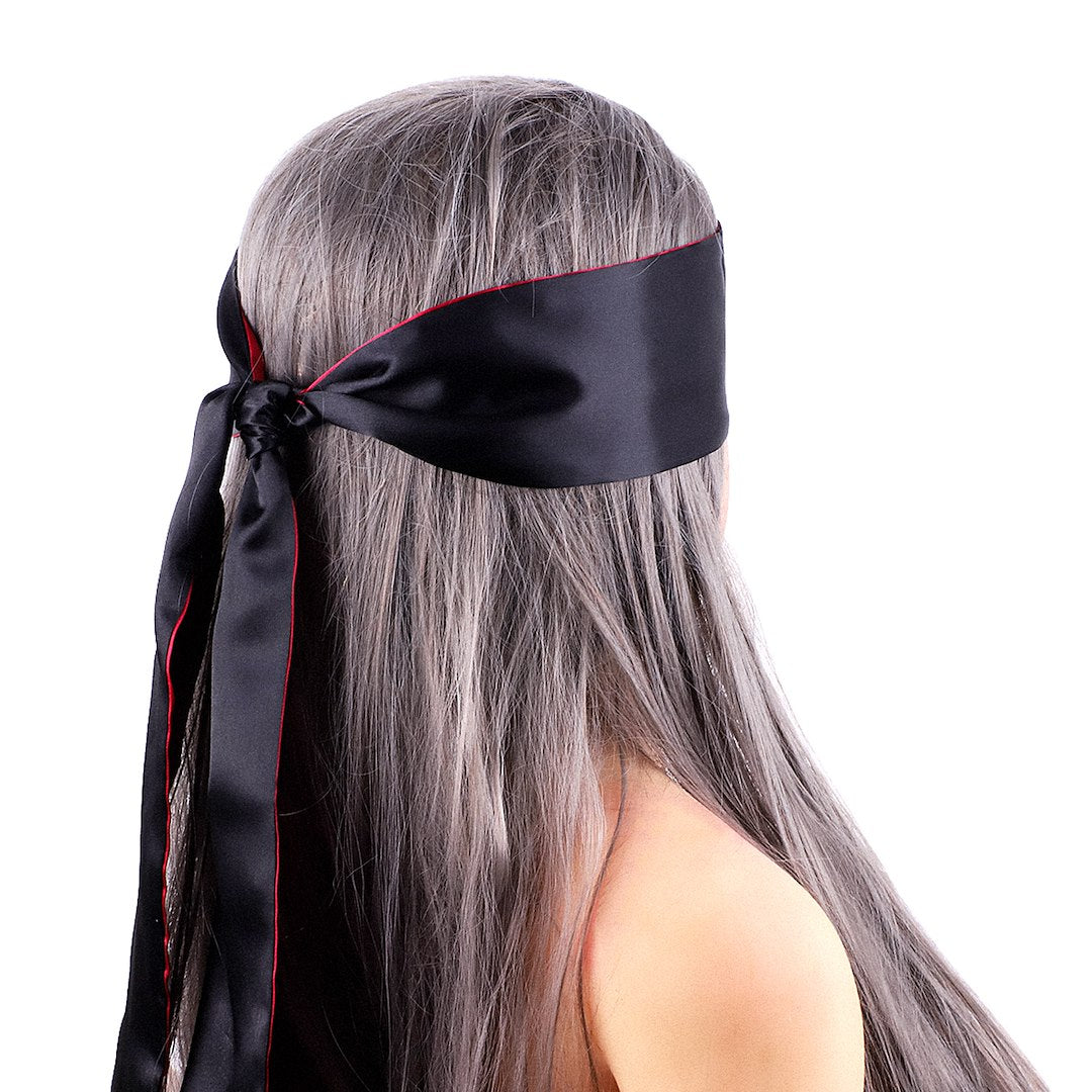 Erospace Satin ögonmask & bindband – Mjuk satin i svart