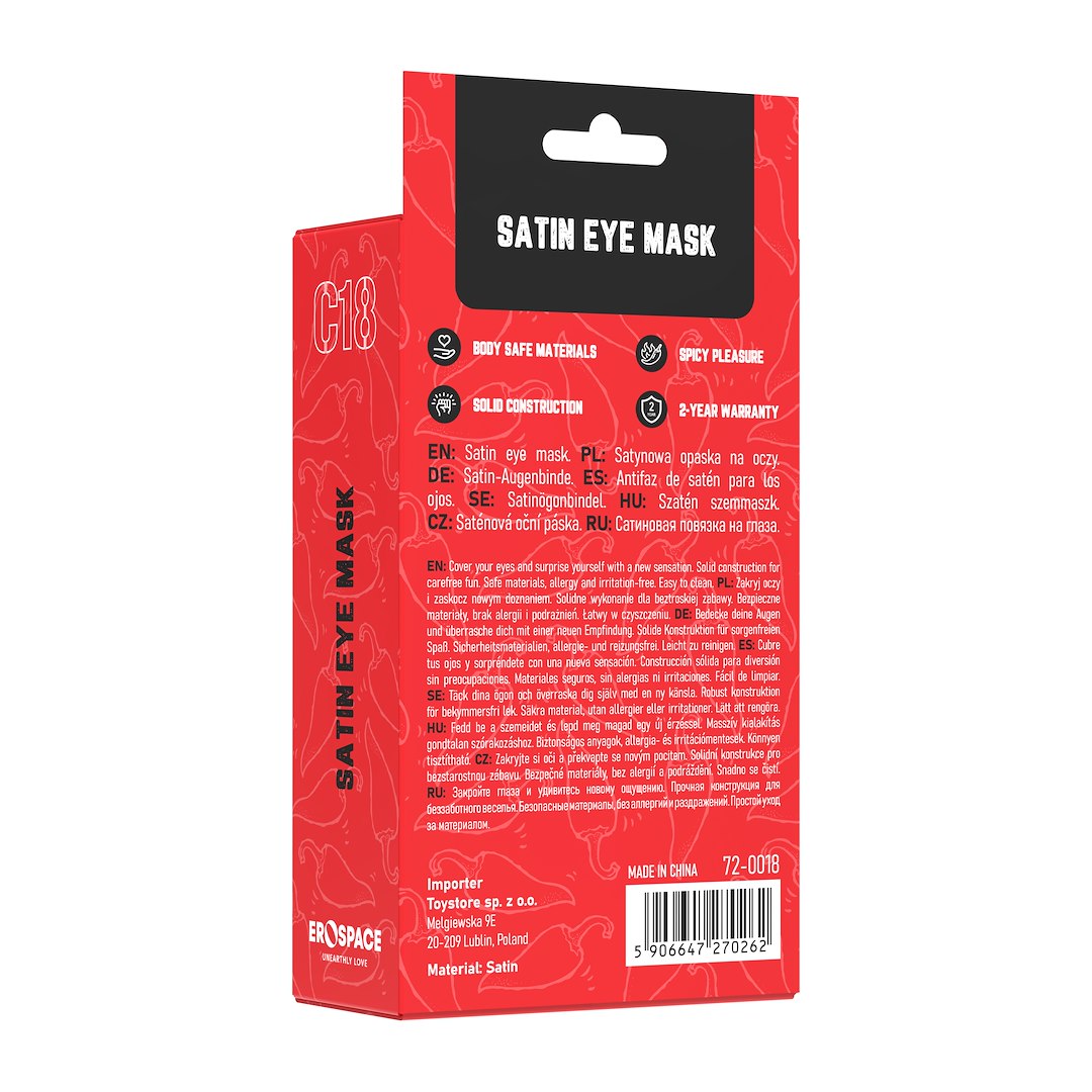 Erospace Satin ögonmask & bindband – Mjuk satin i svart