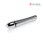 Mystim Glossy Glen bipolär E-Stim-dildo i aluminium 14 cm