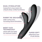 Rabbit-vibrator i silikon Hfx – G-punkt och klitorisstimulering (Svart)
