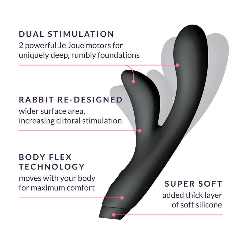 Rabbit-vibrator i silikon Hfx – G-punkt och klitorisstimulering (Svart)