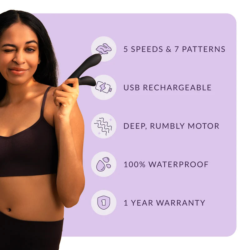 Rabbit-vibrator i silikon Hfx – G-punkt och klitorisstimulering (Svart)