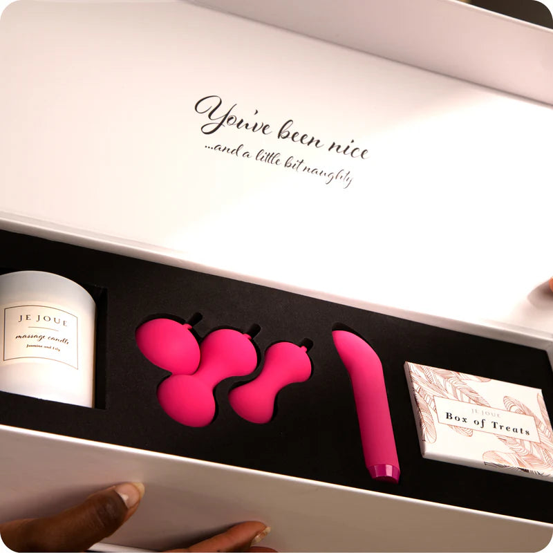 Presentbox för par Gbox – vibrator, knipkulor och massage set (Rosa/Guld)